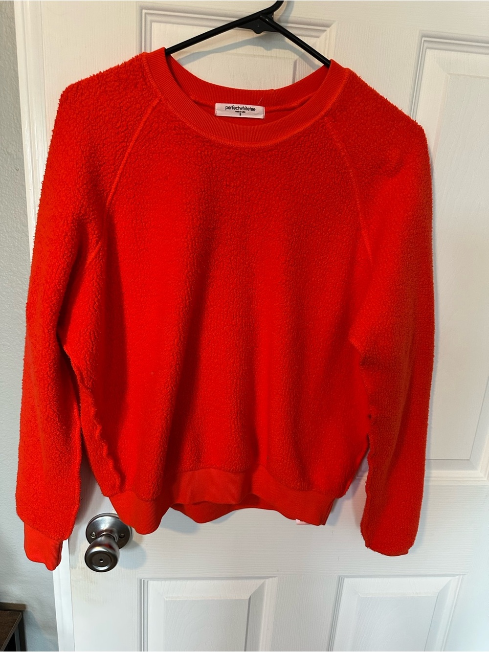 perfectwhitetee Ziggy Inside Out Crewneck Sweatshirt in Clementine